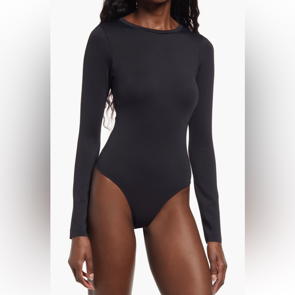 Good American | Scuba Knit Crewneck Bodysuit | Black | Size XL
